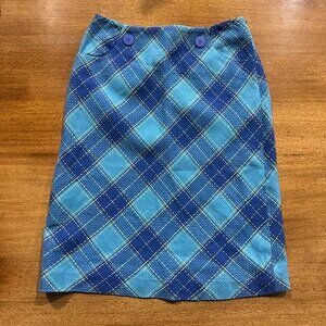 💙 Evelyn Grace Blue Plaid Textured Skirt – Size 8